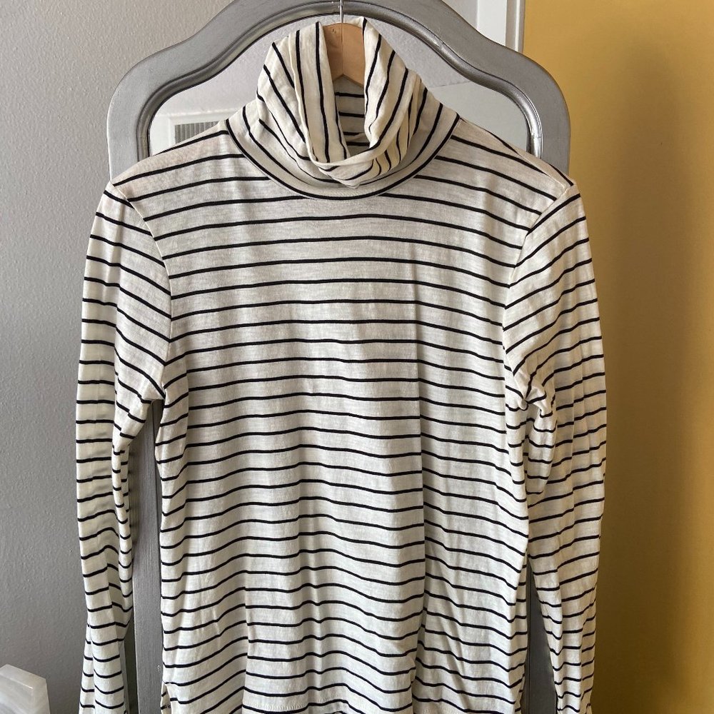 Madewell, WHISPER COTTON TURTLENECK IN RONNIE STRIPE, Size: Medium